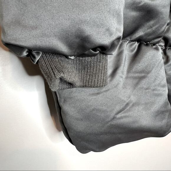 Bebe Dark Silver Titanium Hooded Puffer Winter Coat Size Medium - Picture 8 of 10